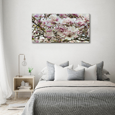 Cuadro canvas moderno de gran formato horizontal flores de magnolia
