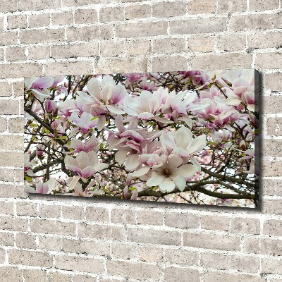 Cuadro canvas moderno de gran formato horizontal flores de magnolia