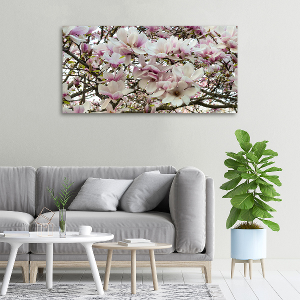 Cuadro canvas moderno de gran formato horizontal flores de magnolia