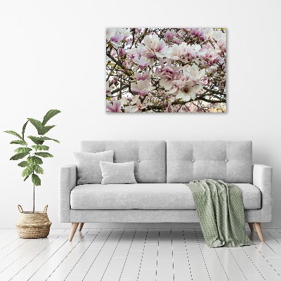 Cuadro canvas moderno de gran formato horizontal flores de magnolia