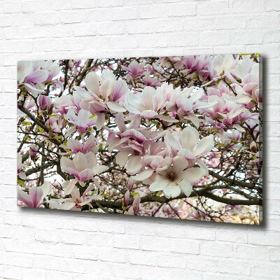 Cuadro canvas moderno de gran formato horizontal flores de magnolia