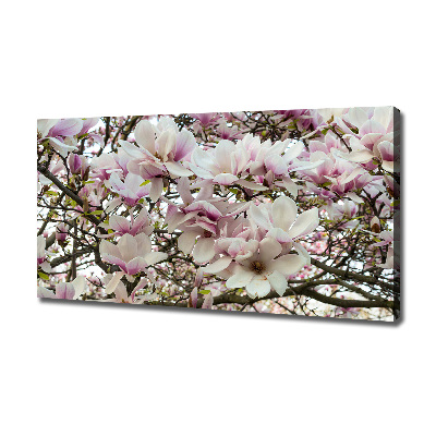Cuadro canvas moderno de gran formato horizontal flores de magnolia