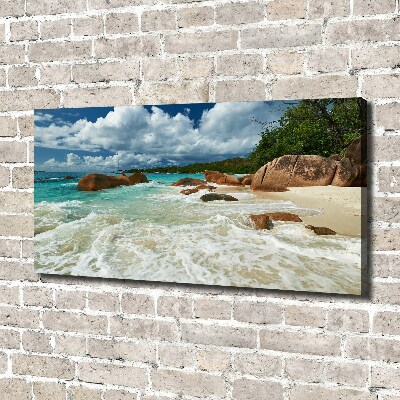Fotocuadro en lienzo de alta calidad horizontal Playa de Seychelles