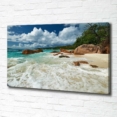 Fotocuadro en lienzo de alta calidad horizontal Playa de Seychelles