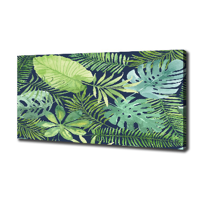 Cuadro canvas con impresión uv duradera horizontal hojas tropicales