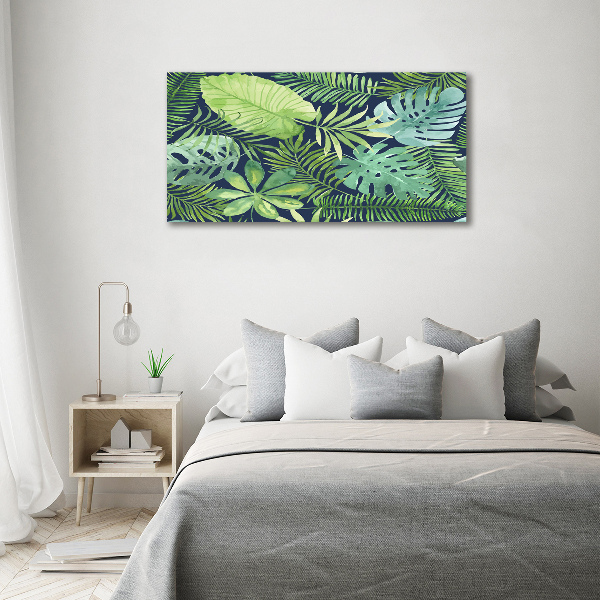 Cuadro canvas con impresión uv duradera horizontal hojas tropicales