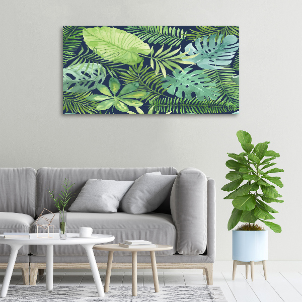Cuadro canvas con impresión uv duradera horizontal hojas tropicales