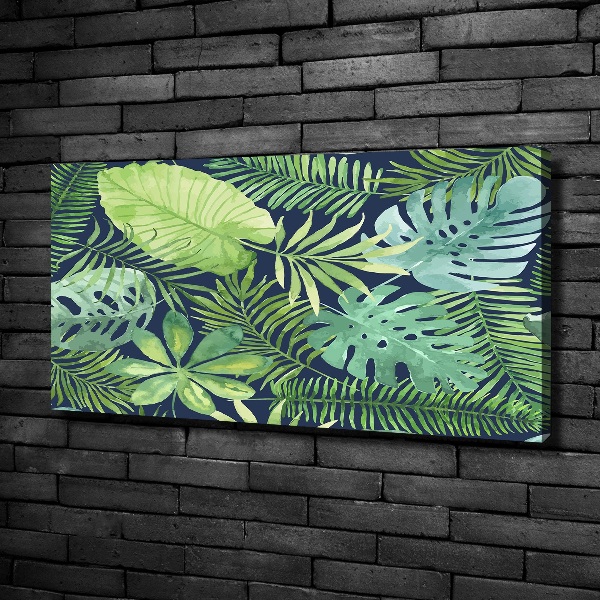 Cuadro canvas con impresión uv duradera horizontal hojas tropicales
