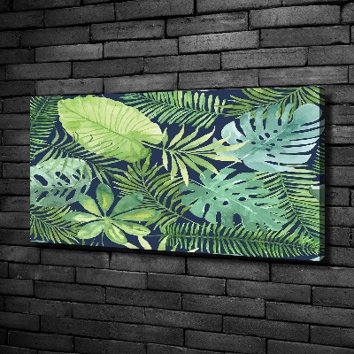Cuadro canvas con impresión uv duradera horizontal hojas tropicales