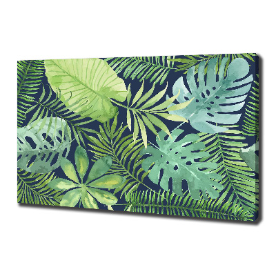 Cuadro canvas con impresión uv duradera horizontal hojas tropicales