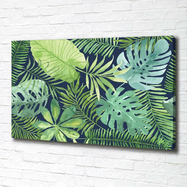 Cuadro canvas con impresión uv duradera horizontal hojas tropicales