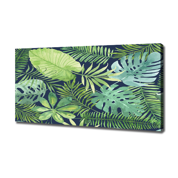Cuadro canvas con impresión uv duradera horizontal hojas tropicales