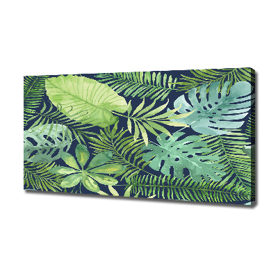 Cuadro canvas con impresión uv duradera horizontal hojas tropicales