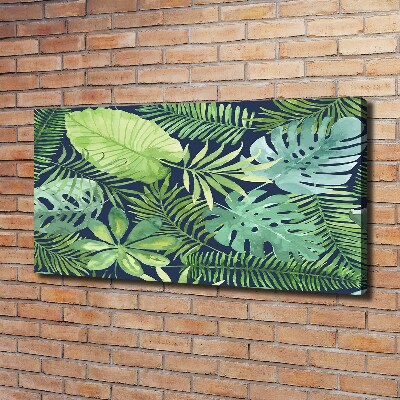 Cuadro canvas con impresión uv duradera horizontal hojas tropicales