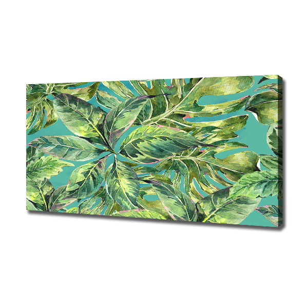 Cuadro canvas con impresión uv duradera horizontal hojas tropicales