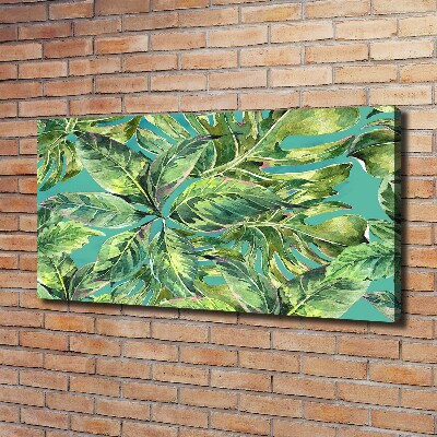 Cuadro canvas con impresión uv duradera horizontal hojas tropicales
