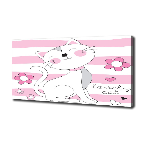 Cuadro canvas moderno de gran formato horizontal gato blanco