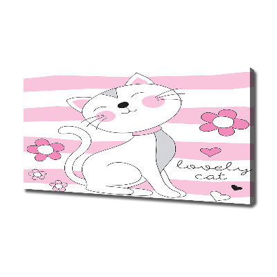 Cuadro canvas moderno de gran formato horizontal gato blanco