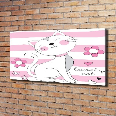 Cuadro canvas moderno de gran formato horizontal gato blanco