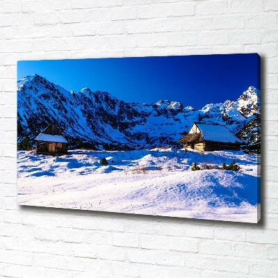 Fotocuadro en lienzo de alta calidad horizontal Casas en los montes Tatra