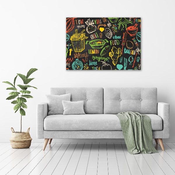 Cuadro canvas moderno de gran formato horizontal comida tailandesa
