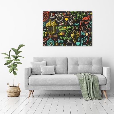 Cuadro canvas moderno de gran formato horizontal comida tailandesa