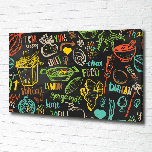 Cuadro canvas moderno de gran formato horizontal comida tailandesa