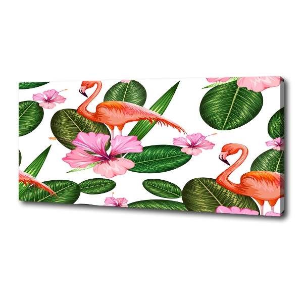 Cuadro canvas con impresión uv duradera horizontal Flamencos y plantas