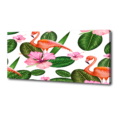 Cuadro canvas con impresión uv duradera horizontal Flamencos y plantas
