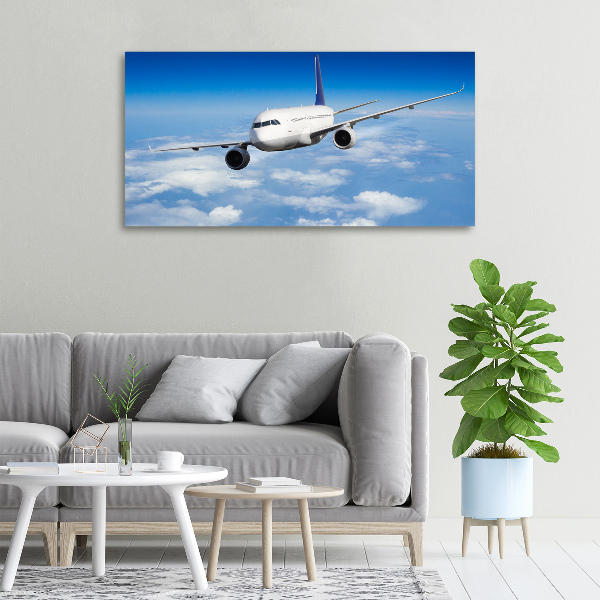 Cuadro canvas con impresión uv duradera horizontal Un avión en el aire