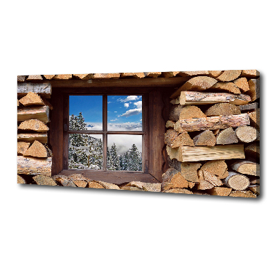 Cuadro canvas con impresión uv duradera horizontal El invierno fuera de la ventana