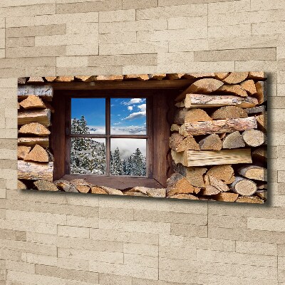 Cuadro canvas con impresión uv duradera horizontal El invierno fuera de la ventana