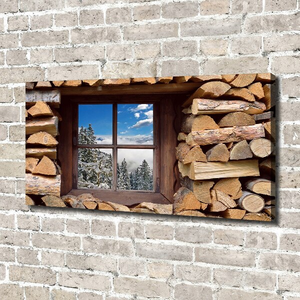 Cuadro canvas con impresión uv duradera horizontal El invierno fuera de la ventana
