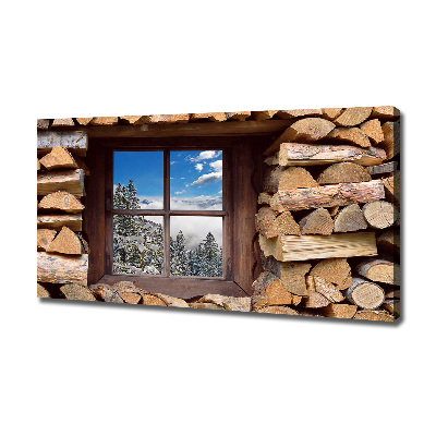 Cuadro canvas con impresión uv duradera horizontal El invierno fuera de la ventana