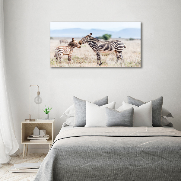 Cuadro canvas moderno de gran formato horizontal Cebras en las montañas