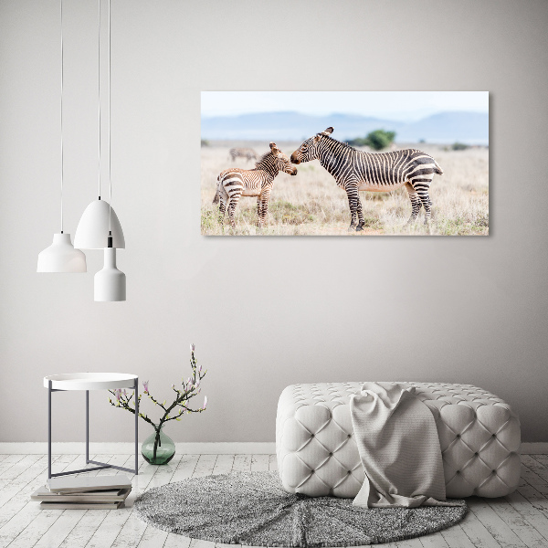Cuadro canvas moderno de gran formato horizontal Cebras en las montañas
