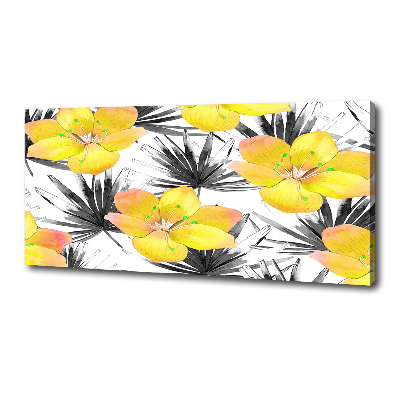 Cuadro canvas moderno de gran formato horizontal flores tropicales