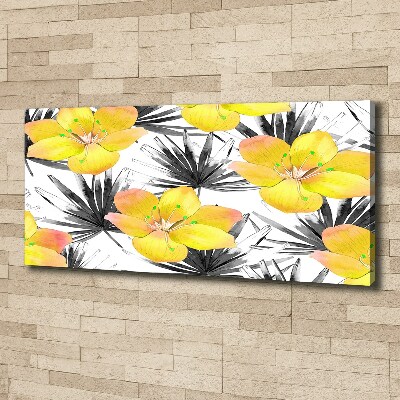 Cuadro canvas moderno de gran formato horizontal flores tropicales