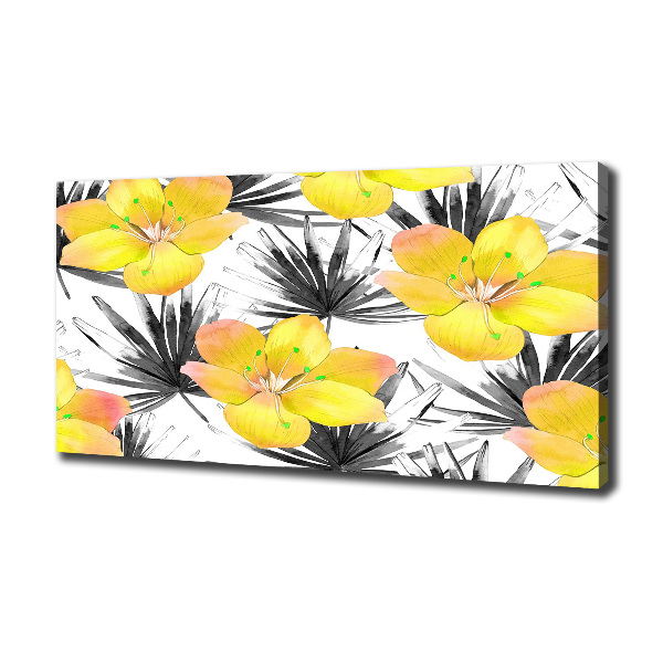 Cuadro canvas moderno de gran formato horizontal flores tropicales