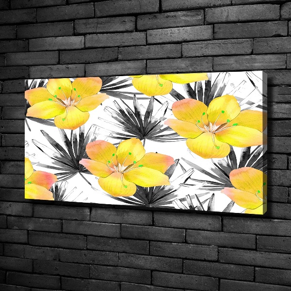 Cuadro canvas moderno de gran formato horizontal flores tropicales