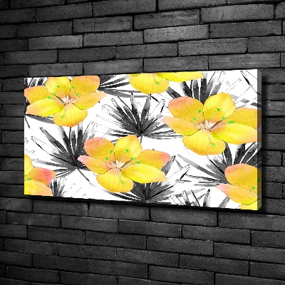 Cuadro canvas moderno de gran formato horizontal flores tropicales
