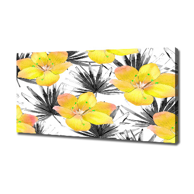 Cuadro canvas moderno de gran formato horizontal flores tropicales