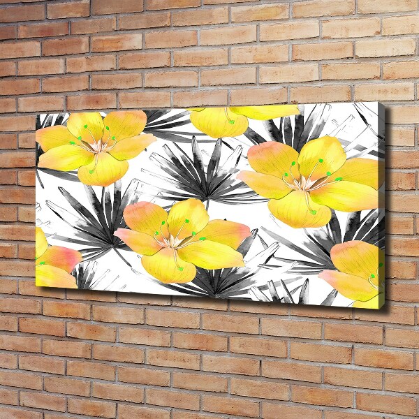 Cuadro canvas moderno de gran formato horizontal flores tropicales
