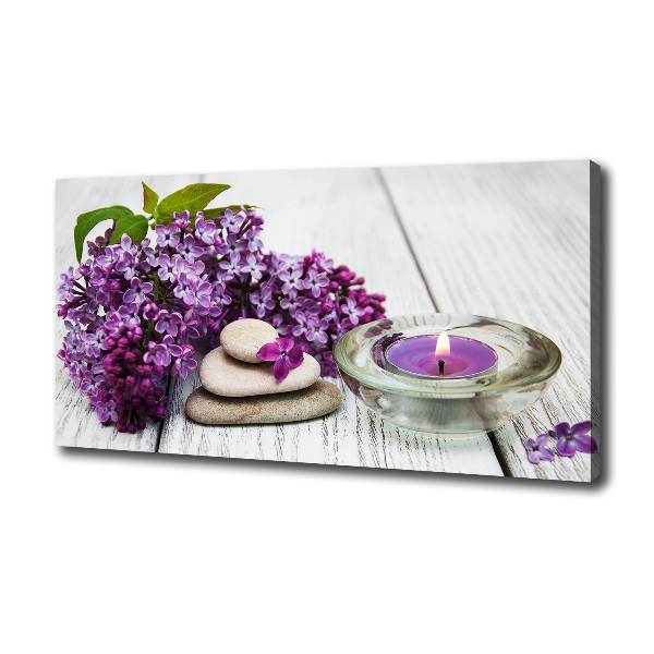 Cuadro canvas moderno de gran formato horizontal Piedras lilas y zen