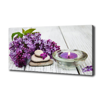 Cuadro canvas moderno de gran formato horizontal Piedras lilas y zen