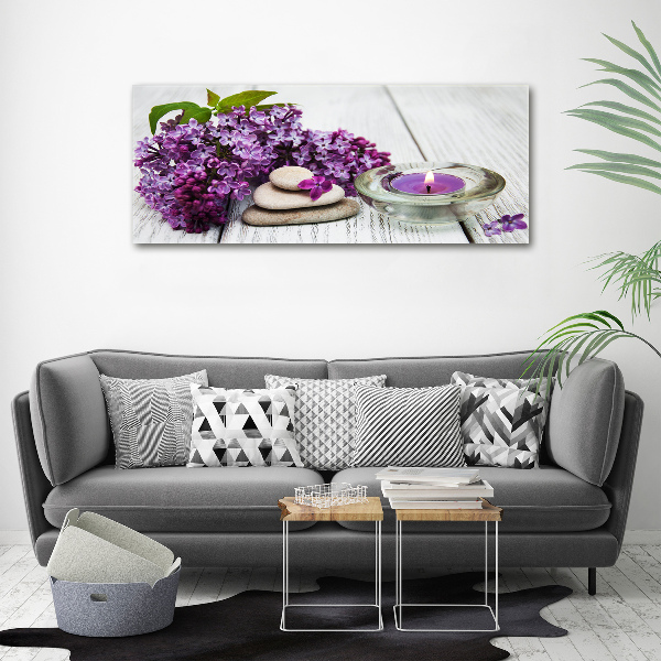 Cuadro canvas moderno de gran formato horizontal Piedras lilas y zen
