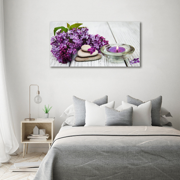 Cuadro canvas moderno de gran formato horizontal Piedras lilas y zen