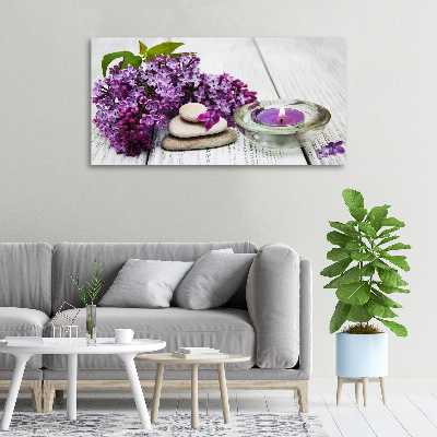 Cuadro canvas moderno de gran formato horizontal Piedras lilas y zen