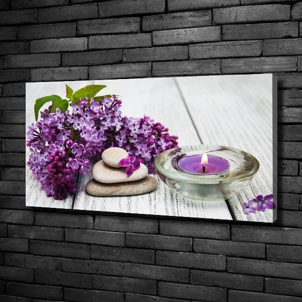 Cuadro canvas moderno de gran formato horizontal Piedras lilas y zen