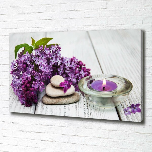 Cuadro canvas moderno de gran formato horizontal Piedras lilas y zen